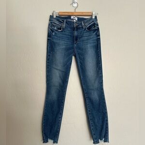 Paige Verdugo Ankle Skinny Med. Blue Jeans Size 27 FLO Destructed Wash Mid Rise